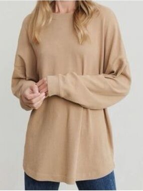 Jenni Kayne Boyfriend Long Sleeve Tee Camel
